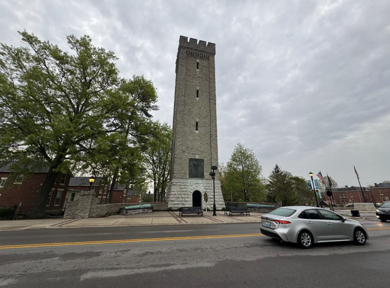 Tower Park shows through the trees.  